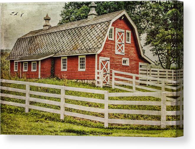 Farm Canvas Print featuring the photograph Red Barn by Cathy Kovarik