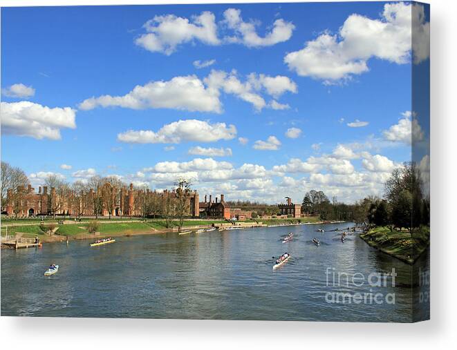 Rowing On The Thames At Hampton Court River British Canvas Print featuring the photograph Rowing on the Thames at Hampton Court #2 by Julia Gavin