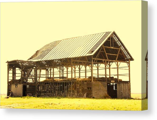 Abandoned Canvas Print featuring the photograph Skeleton Barn #1 by Ray Dugan
