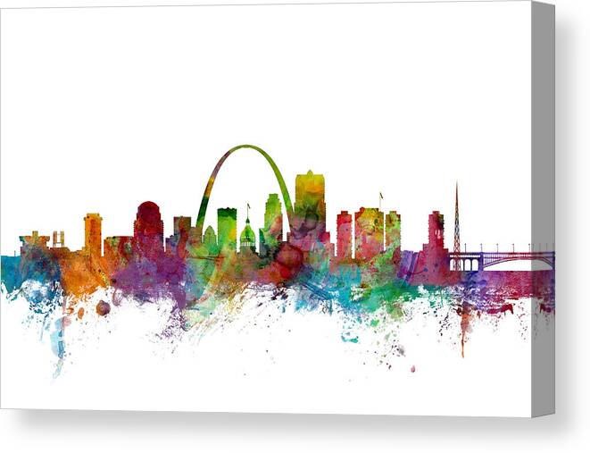 St Louis Canvas Print featuring the digital art St Louis Missouri Skyline by Michael Tompsett