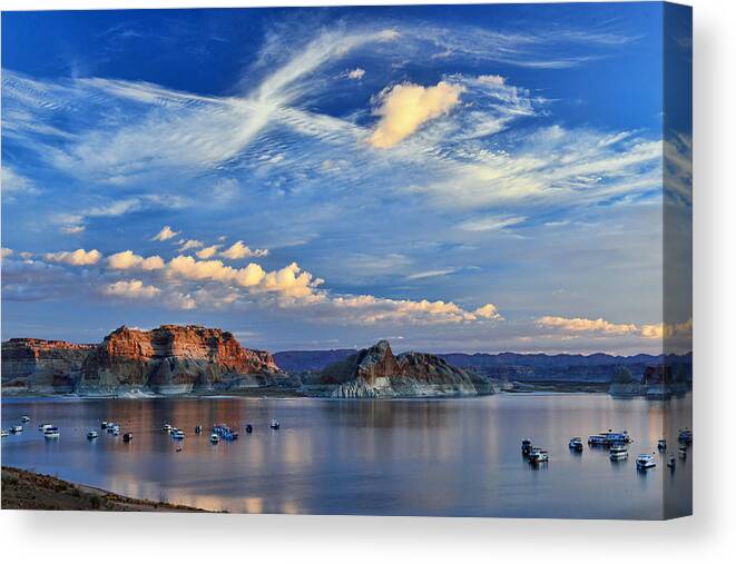  Canvas Print featuring the photograph Sunrise over Lake Powell AZ #1 by Dana Sohr