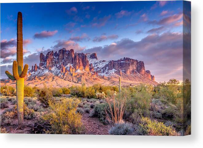  Superstition Canvas Print featuring the photograph Superstition Mountains #1 by Jon Manjeot