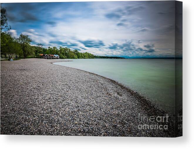 Ammersee Canvas Print featuring the photograph The beach by Hannes Cmarits