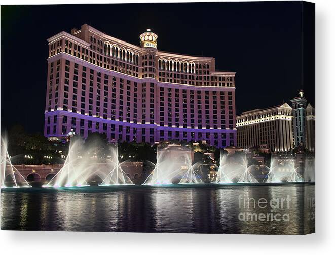 Bellagio Canvas Print featuring the photograph The Bellagio Fountains #1 by Eddie Yerkish
