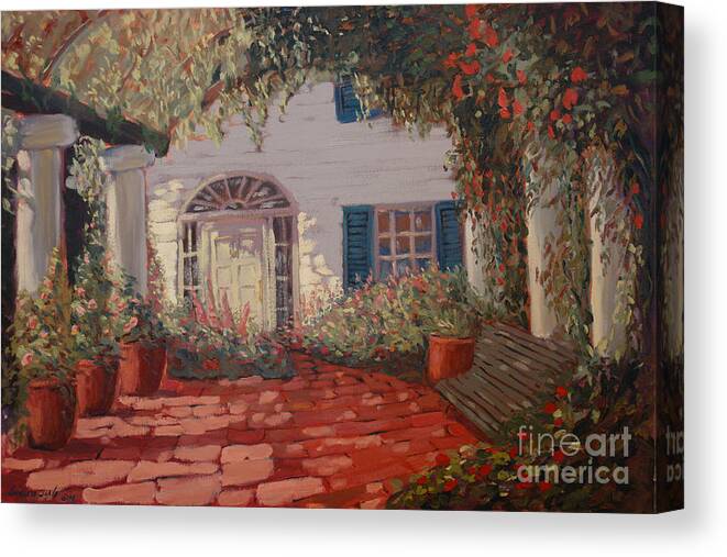 Private Garden Canvas Print featuring the painting The garden #1 by Monica Elena