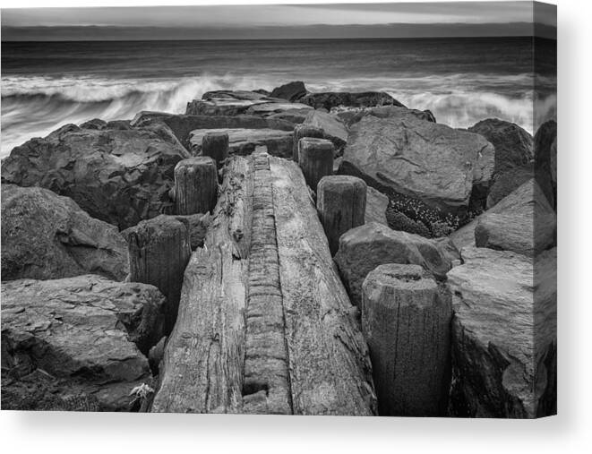 Jetty Canvas Print featuring the photograph The Jetty in Black and White by Rick Berk