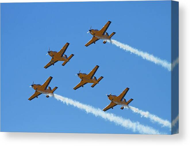Aerobatic Canvas Print featuring the photograph The Red Checkers Aerobatic Display Team #1 by David Wall