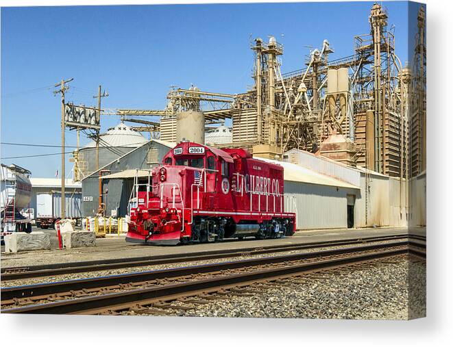 A.l. Gilbert Co. Canvas Print featuring the photograph The Red Locomotive by Jim Thompson