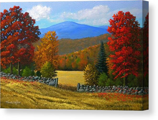 The Stone Gate In Autumn Canvas Print featuring the painting The Stone Gate In Autumn #1 by Frank Wilson