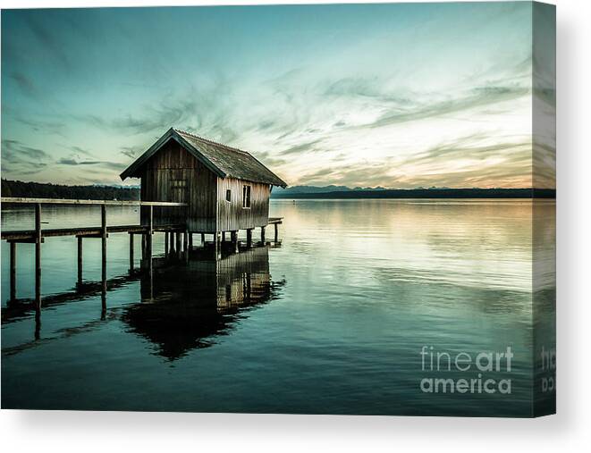 Ammersee Canvas Print featuring the photograph The Waterhouse by Hannes Cmarits