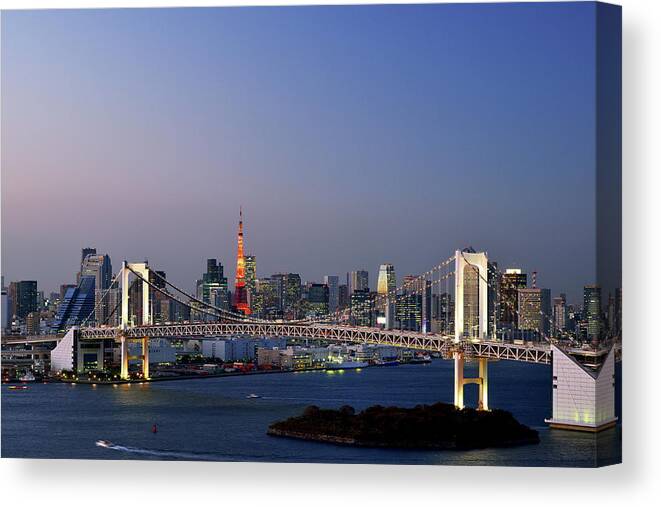 Tokyo Tower Canvas Print featuring the photograph Tokyo Skyline At Sunset #1 by Vladimir Zakharov