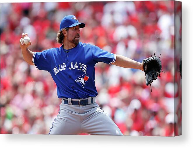 Great American Ball Park Canvas Print featuring the photograph Toronto Blue Jays V Cincinnati Reds #1 by Joe Robbins