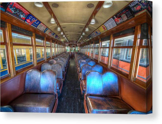Tonemapped Canvas Print featuring the photograph Train Interior #1 by Robin Mayoff