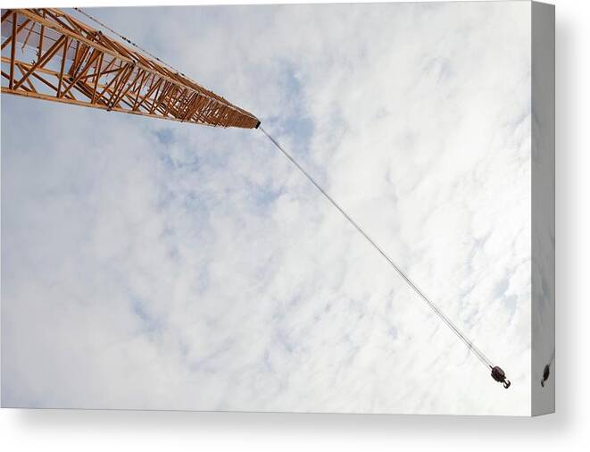 Crane Canvas Print featuring the photograph Wind Turbine Assembly #1 by Thomas Fredberg/science Photo Library