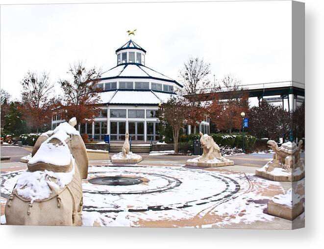 Coolidge Park Canvas Print featuring the photograph Winter in Coolidge Park #1 by Tom and Pat Cory