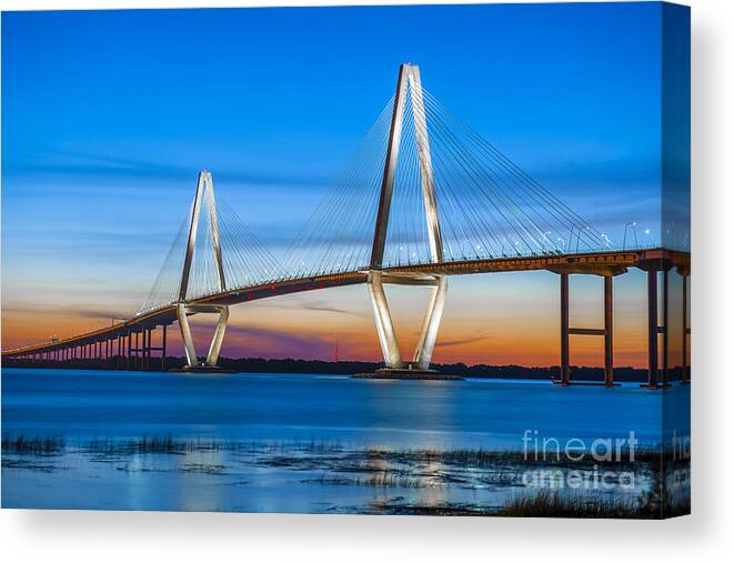 Bridge Canvas Print featuring the photograph Charleston Arthur Ravenel Bridge by Dale Powell