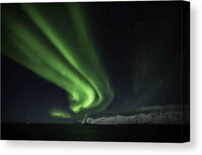 Northern Lights Canvas Print featuring the photograph Aurora borealis #2 by Frodi Brinks