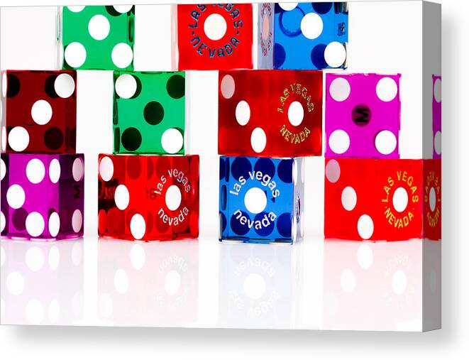 Las Vegas Canvas Print featuring the photograph Colorful Dice by Raul Rodriguez