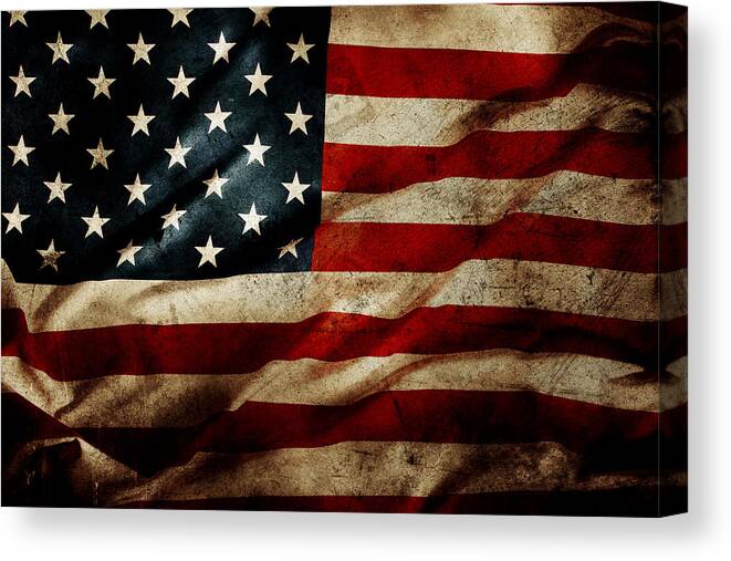Flag Canvas Print featuring the photograph American flag 74 by Les Cunliffe
