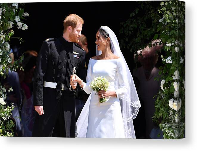 Three Quarter Length Canvas Print featuring the photograph Prince Harry Marries Ms. Meghan Markle - Windsor Castle #12 by WPA Pool