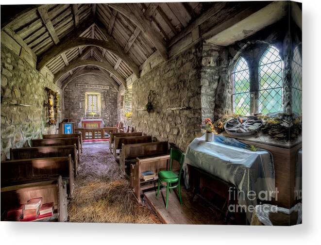 Pistyll Canvas Print featuring the photograph 12th Century Chapel by Adrian Evans