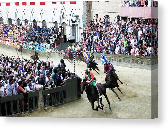 Palio Canvas Print featuring the photograph Palio Di Siena Horse Race #13 by Ronald C. Modra/sports Imagery