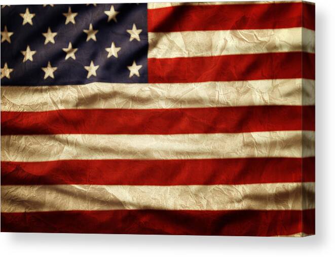 Wrinkled Canvas Print featuring the photograph American flag 59 by Les Cunliffe
