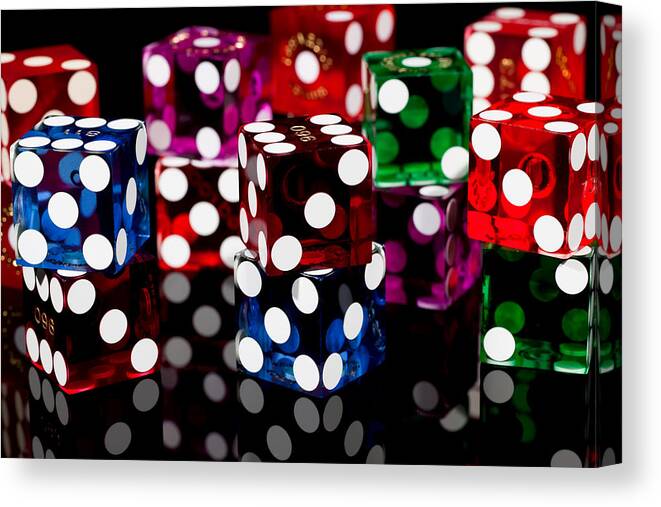 Dice Canvas Print featuring the photograph Colorful Dice #15 by Raul Rodriguez