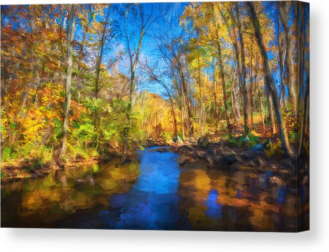 Stream Canvas Print featuring the photograph Lake Ames Rockaway Township NJ Painted #15 by Rich Franco
