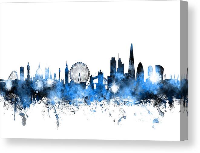 London Canvas Print featuring the digital art London England Skyline by Michael Tompsett
