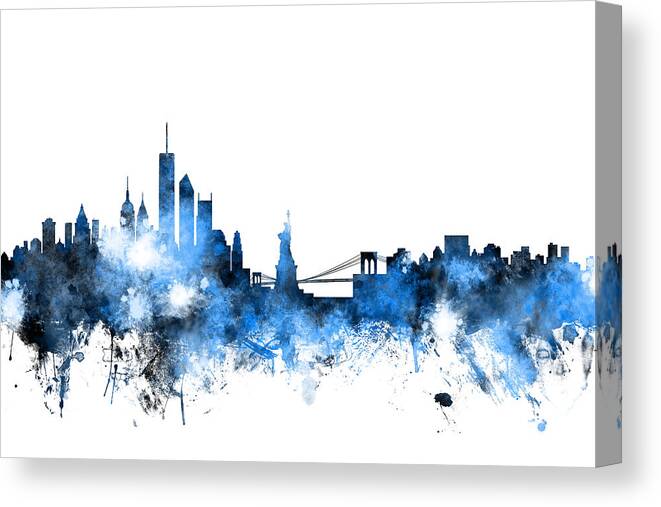 United States Canvas Print featuring the digital art New York Skyline #16 by Michael Tompsett