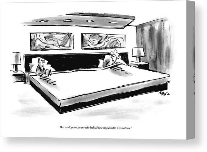 Interiors Consumerism Shopping

(couple In Very Large Bed.) 122252 Llo Lee Lorenz Canvas Print featuring the drawing As I Recall by Lee Lorenz
