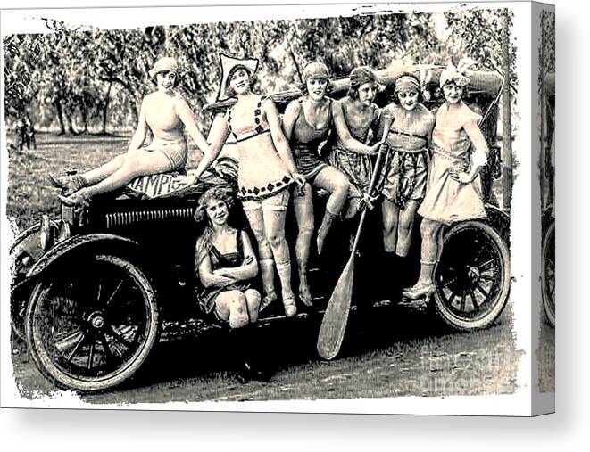1919 Canvas Print featuring the photograph 1919 Bathing Beauties by Audreen Gieger