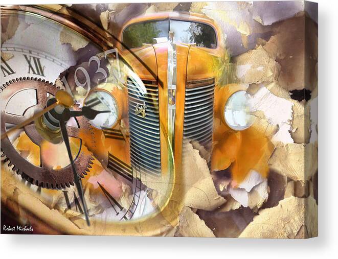 Digital Canvas Print featuring the photograph 1937 Orange Buick Collage by Robert Michaels