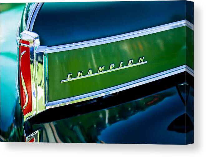 1941 Studebaker Champion Coupe Canvas Print featuring the photograph 1941 Sudebaker Champion Coupe Emblem by Jill Reger