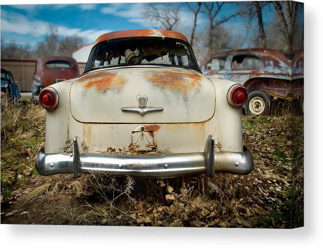 Antique Canvas Print featuring the photograph 1950 Ford Sedan Rear by Yo Pedro