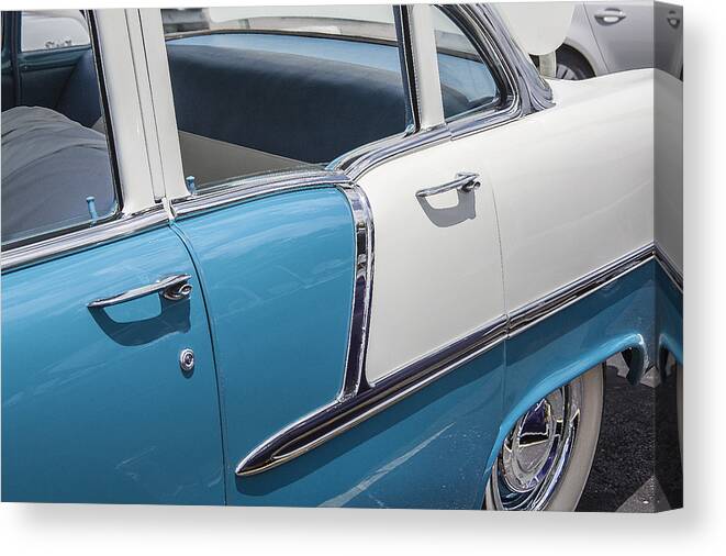 V8 Engine Canvas Print featuring the photograph 1955 Chevrolet 4 Door by Rich Franco