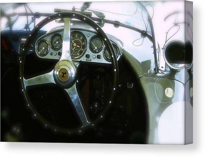 1955 Canvas Print featuring the photograph 1955 Ferrari 750 Monza Steering Wheel by John Colley