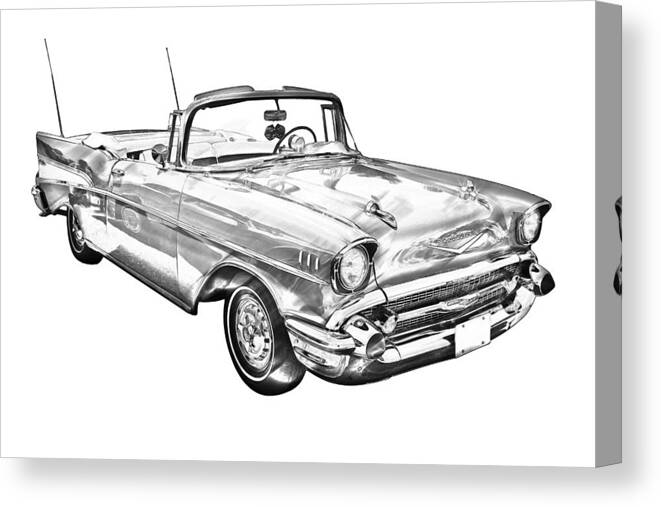 Automobile Canvas Print featuring the photograph 1957 Chevrolet Bel Air Convertible Illustration by Keith Webber Jr