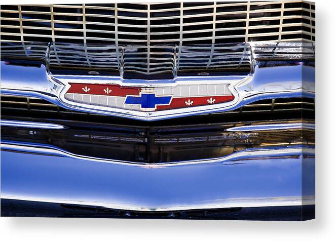 Chevrolet Canvas Print featuring the photograph 1957 Chevy Emblem by Rich Franco