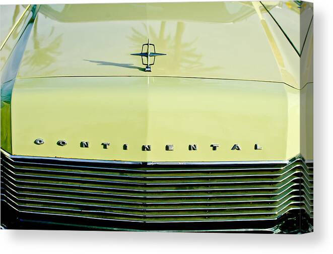 1967 Lincoln Continental Grille Emblem - Hood Ornament Canvas Print featuring the photograph 1967 Lincoln Continental Grille Emblem - Hood Ornament by Jill Reger