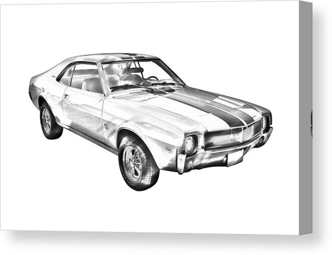 Car Canvas Print featuring the photograph 1969 AMC Javlin Car Illustration by Keith Webber Jr