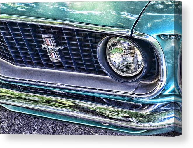 Paul Ward Canvas Print featuring the photograph 1969 Mustang Mach 1 Grill by Paul Ward