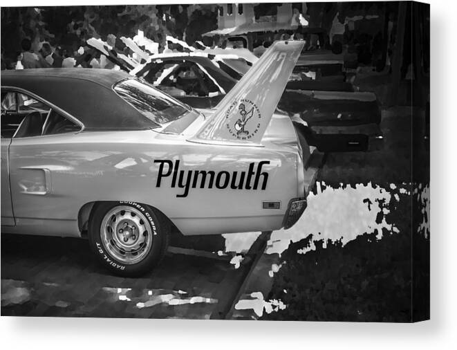 1970 Plymouth Canvas Print featuring the photograph 1970 Plymouth Road Runner Hemi Super Bird BW by Rich Franco