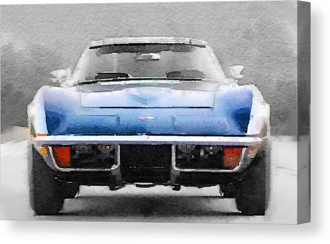 Corvette Canvas Print featuring the painting 1972 Corvette Front End Watercolor by Naxart Studio