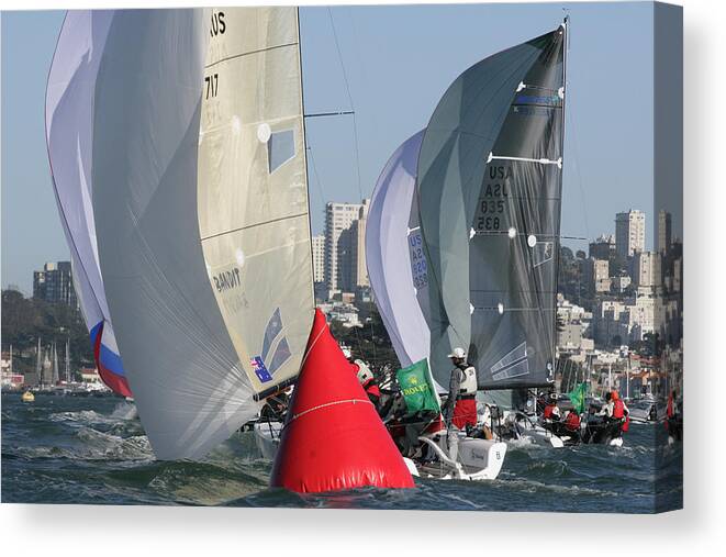 Action Canvas Print featuring the photograph Action Sailing #2 by Steven Lapkin