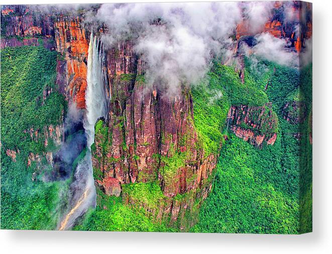 South America Canvas Print featuring the photograph Angel Falls Is The Highest Waterfall #2 by David Santiago Garcia