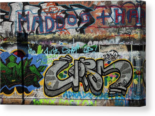Photography Canvas Print featuring the photograph Artistic Graffiti On The U2 Wall #2 by Panoramic Images