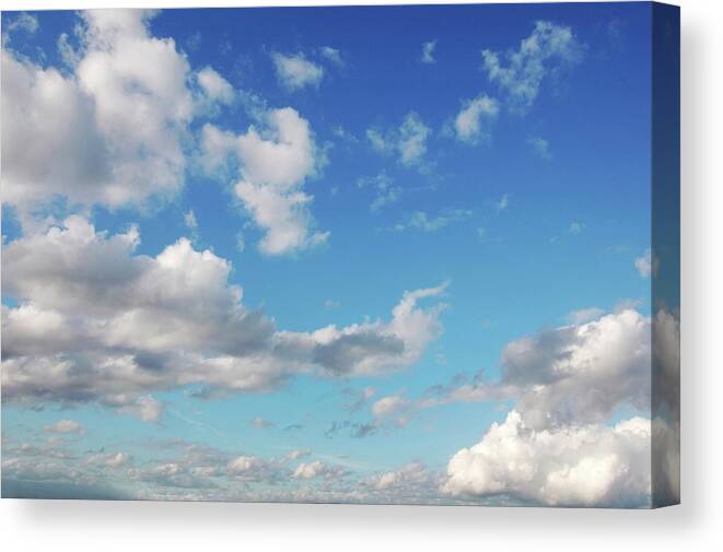 Weather Canvas Print featuring the digital art Blue Sky With Cumulus Clouds, Artwork #2 by Leonello Calvetti