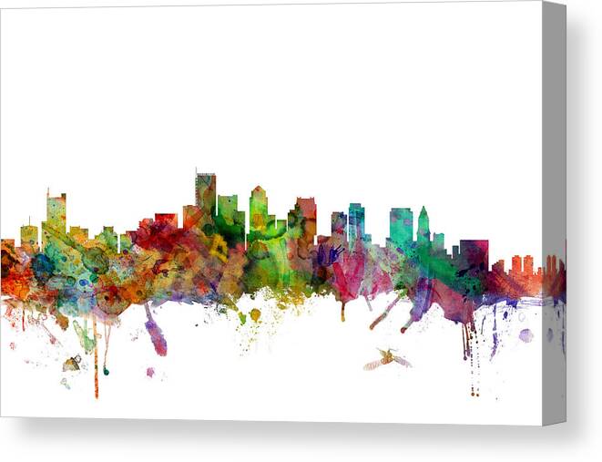 United States Canvas Print featuring the digital art Boston Massachusetts Skyline by Michael Tompsett